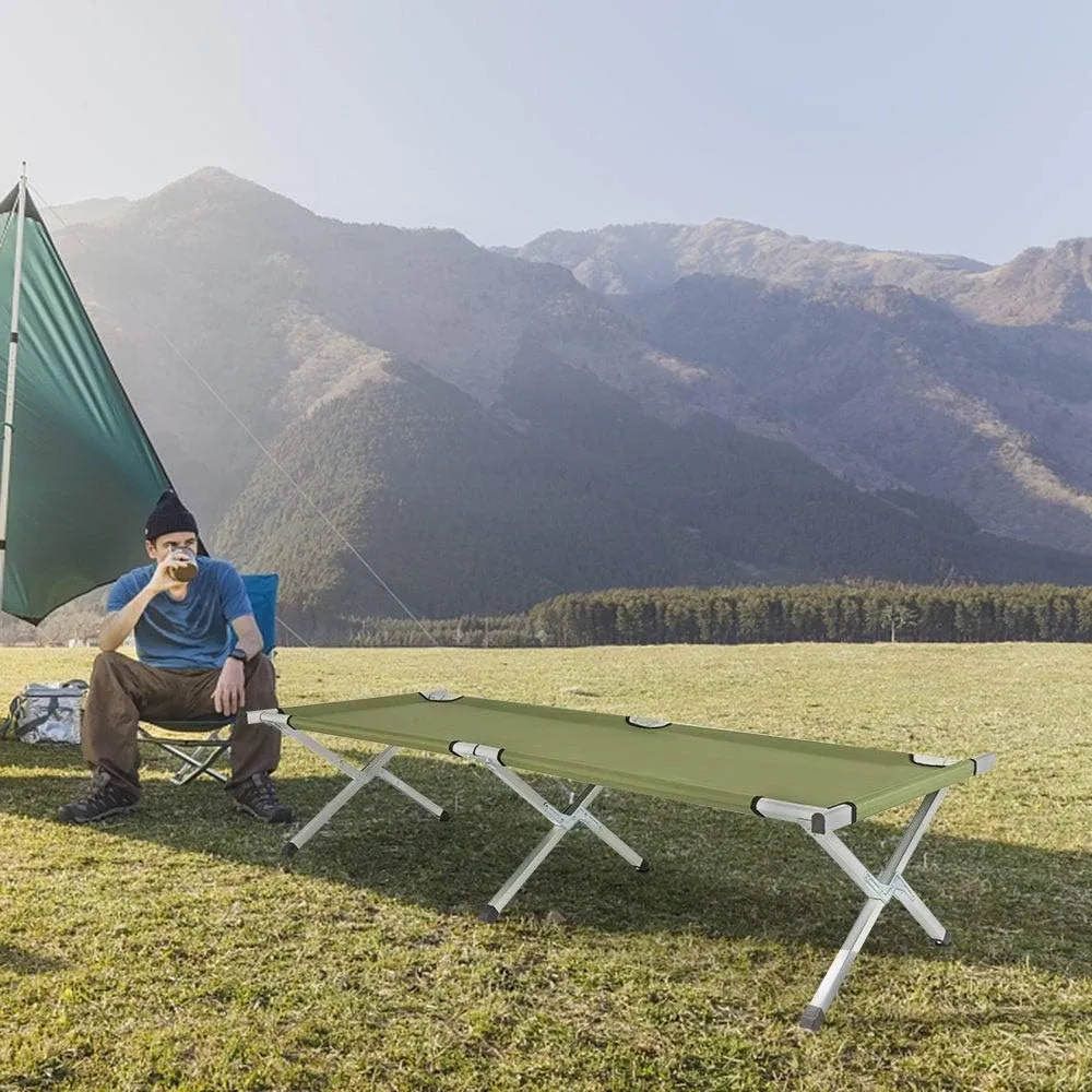 Outdoor Portable Folding Camping Cot with Carrying Bag Army Green Includes Carry