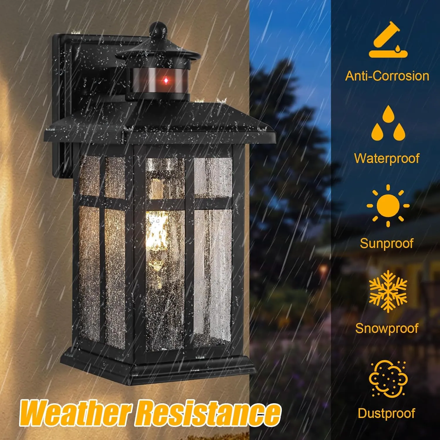 Outdoor Wall Light Motion Sensor - Updated Dusk to Dawn Outdoor Lighting, Exterior Light Fixture, Black Porch Lights & Outdoor Light for House Garage Entryway