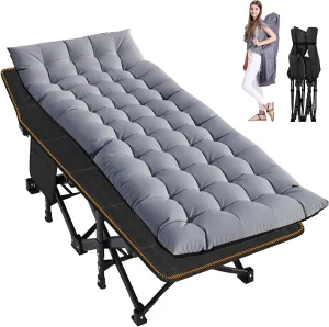 Oversized Folding Camping Cot for Adults, Portable Folding Cot Sleeping Bed Outdoor Use, Foldable Bed with Comfortable Mattress, Roll Away Cots for Camp Outdoor Office Travel