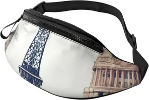 Paris Landmarks Pattern Fanny Pack for Man Women Waist Bag Adjustable Belt Casual Chest Bag Bum Bags for Travel Sports Running Hiking Waist Packs