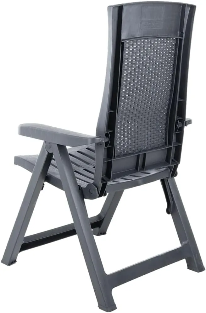 Patio Reclining Chairs 2 pcs Plastic Anthracite Adjustable Lounge Outdoor Furniture Foldable Garden Chairs for Patio, Balcony, Deck, and Lawn