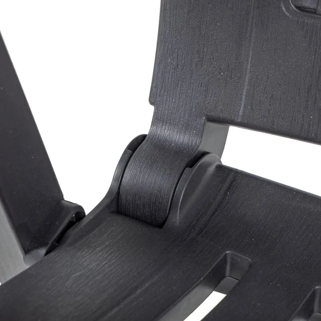 Patio Reclining Chairs 2 pcs Plastic Anthracite Adjustable Lounge Outdoor Furniture Foldable Garden Chairs for Patio, Balcony, Deck, and Lawn