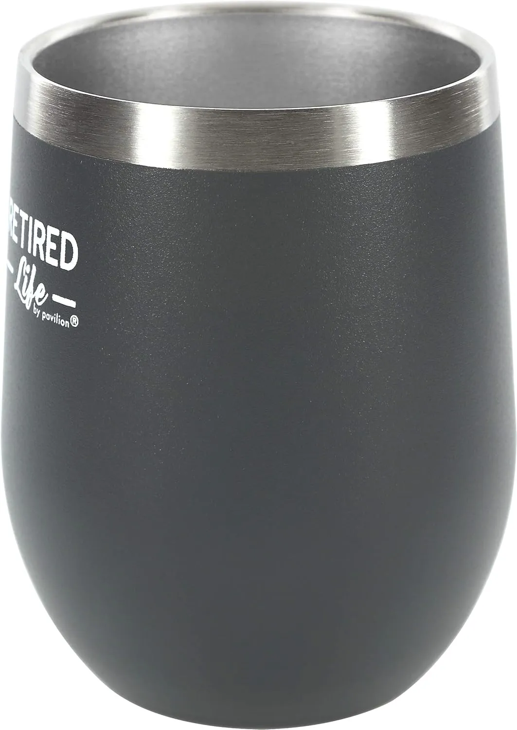 Pavilion Gift Company Retired Do It Yourself-12 Oz Stainless Steel Stemless Wine Glass Insulated With Vacuum Sealed Lid, 12oz, Grey