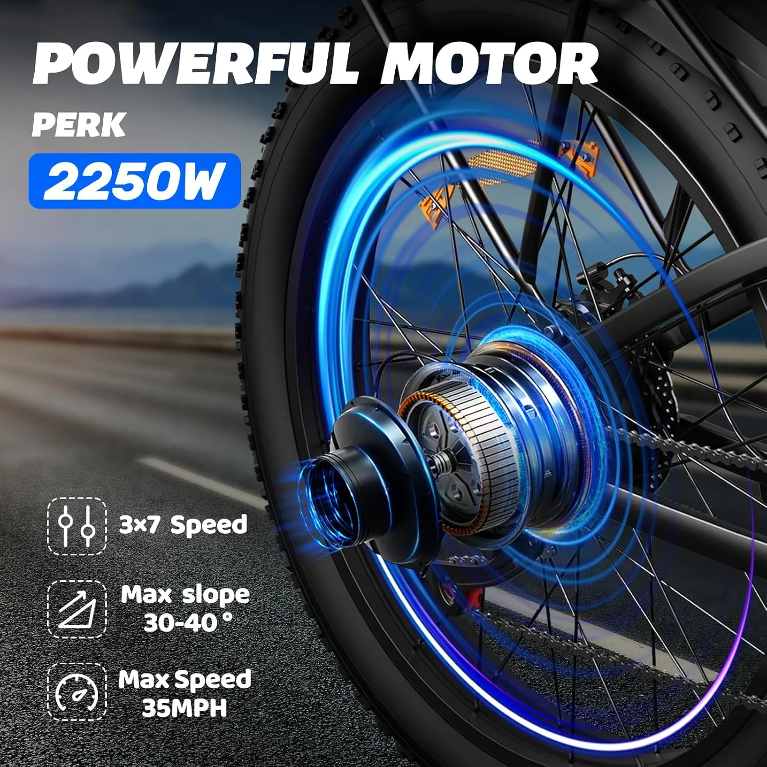 Peak 2250W Full Suspension Folding Electric Bike for Adults, 26" Fat Tire Mountain Electric Bicycle, Equipped with 48V 15.6 AH Battery, for speeds of up to 35 MPH & Range of 30-45 Miles