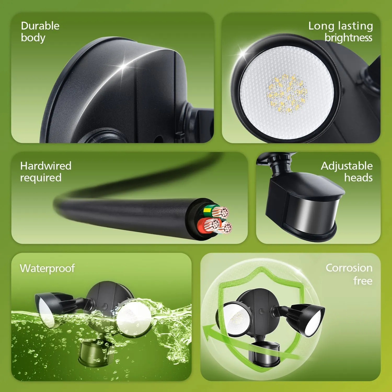 Philips 44W 4200 lm LED Security Light Outdoor w/PIR Motion Sensor, 5000K Daylight Flood Light, Waterproof, Dusk to Dawn, 2 Heads, 4 Modes(2 Packs)