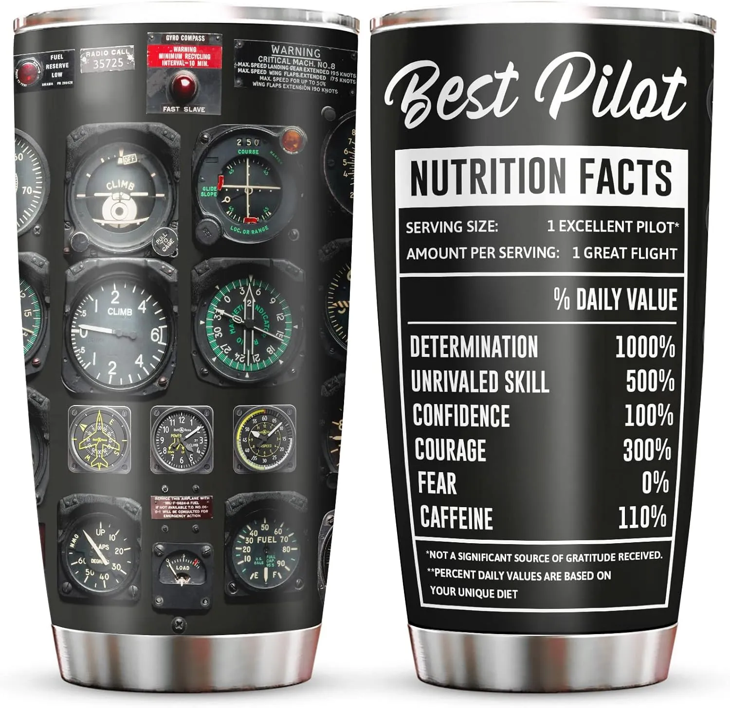 Pilot Gifts for Men, Aviation Gifts for Pilots, Airplane Present for Him, Husband, Son, Graduation Birthday Retirement Ideas Present for Aviator Tumbler 20oz
