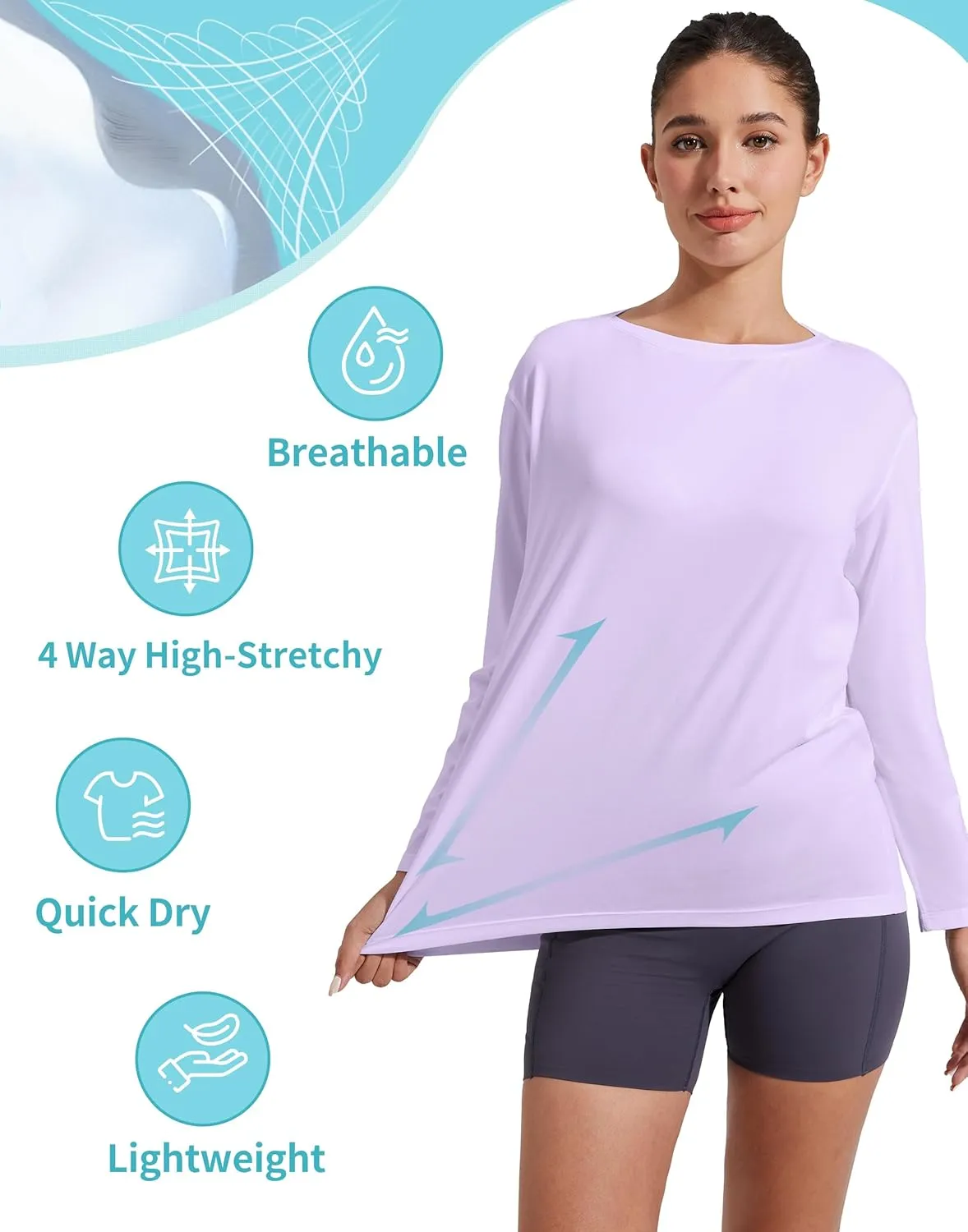 Pioneer Camp Bamboo Viscose Long Sleeve Workout Shirts for Women Back Loose Fit Yoga Athletic T-Shirts Casual Boat Neck Tops