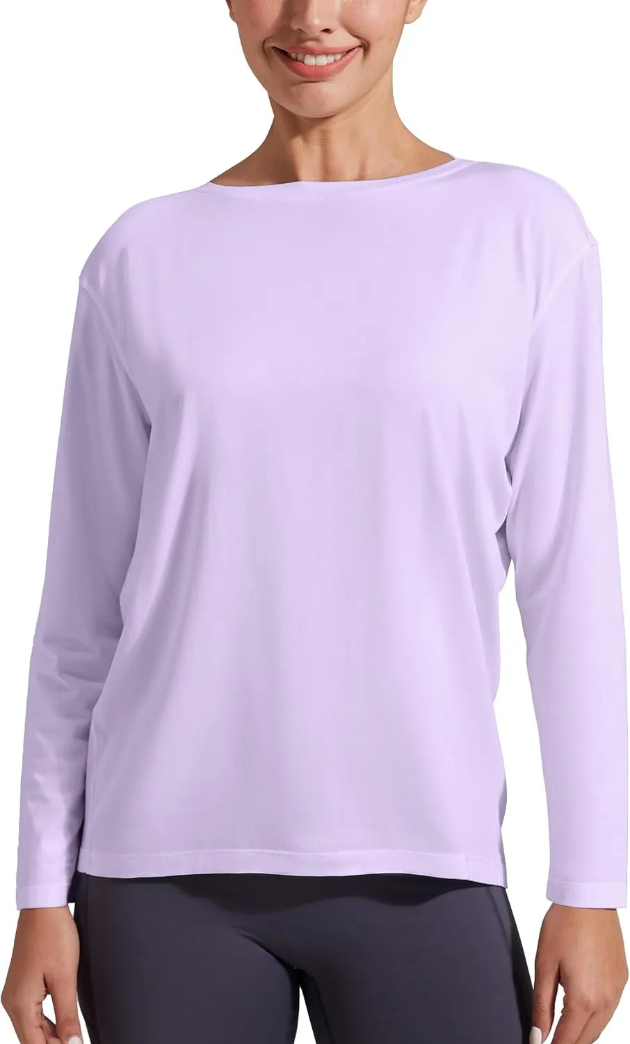 Pioneer Camp Bamboo Viscose Long Sleeve Workout Shirts for Women Back Loose Fit Yoga Athletic T-Shirts Casual Boat Neck Tops