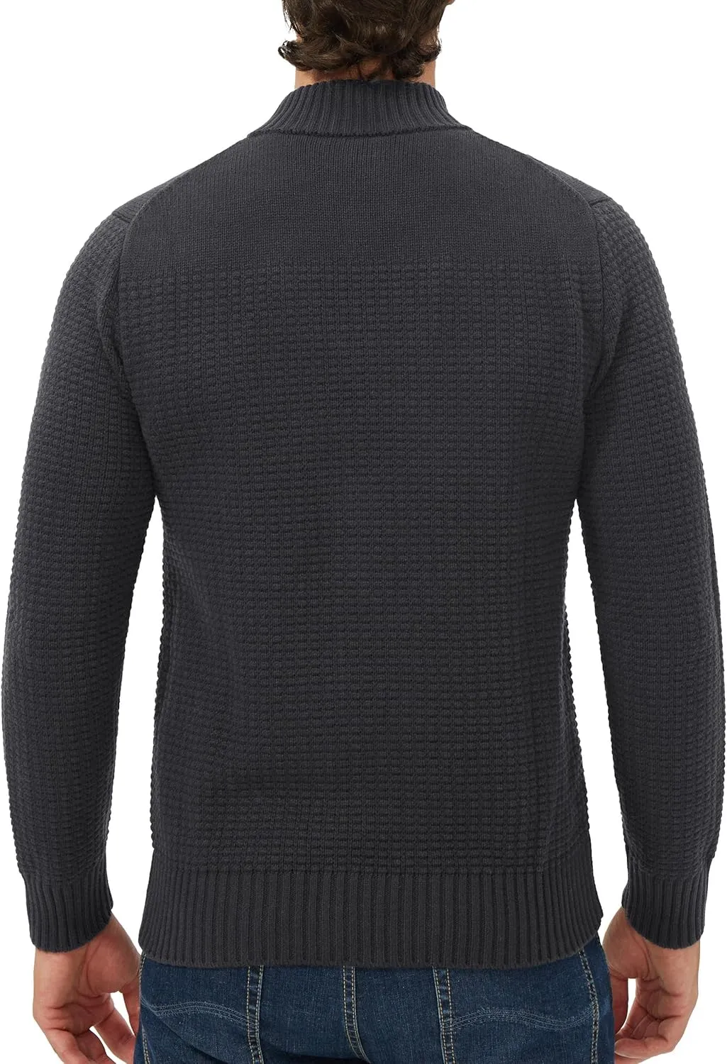 Pioneer Camp Men's Full Zip Up Cardigan Sweater Stand Collar Regular Fit Chest Pocket Knit Sweaters Casual 3 Pockets
