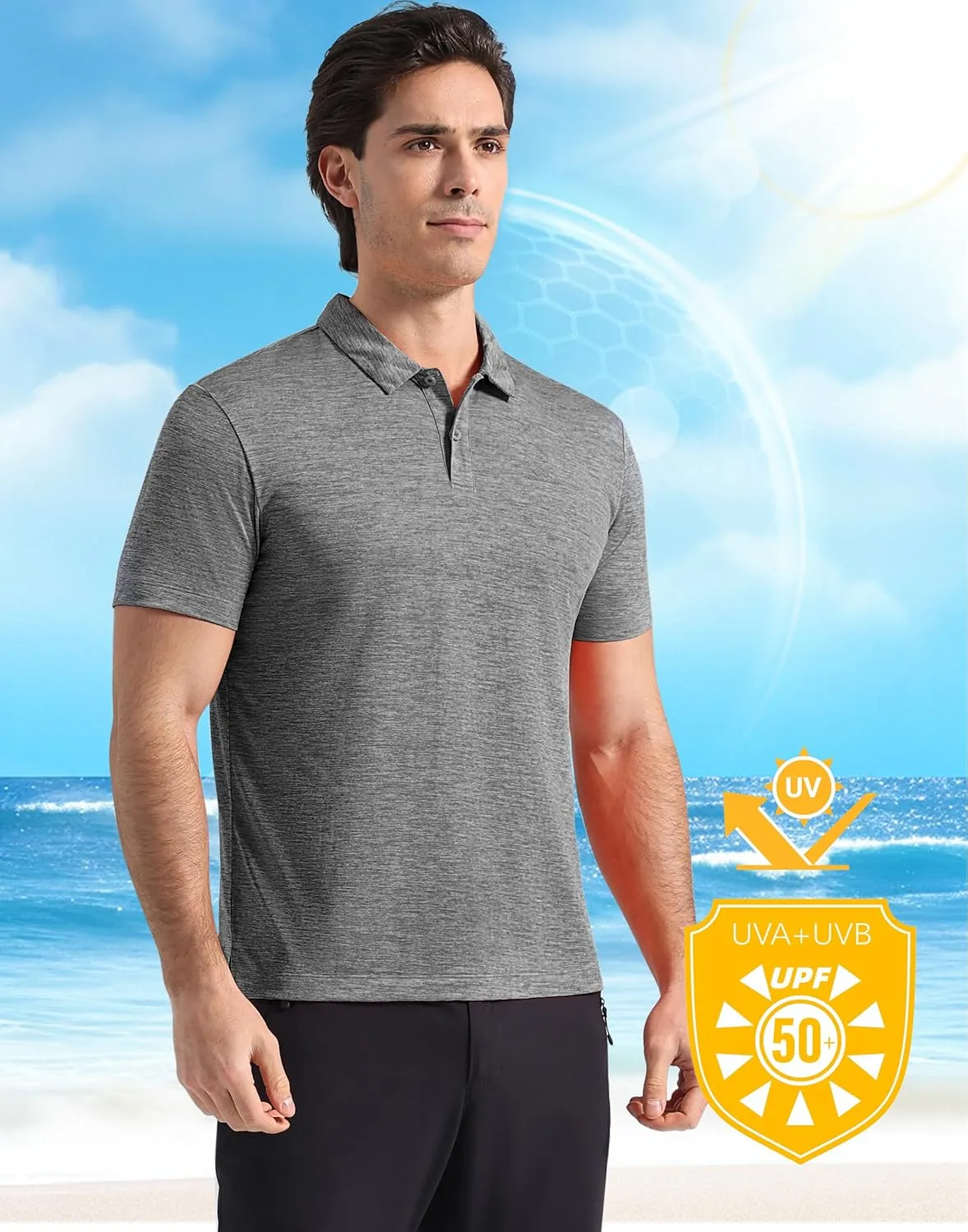 Pioneer Camp Men's Golf Shirt UPF 50  Quick Dry Polo Shirts Short Sleeve Moisture Wicking Performance Tees Collar Work Shirts