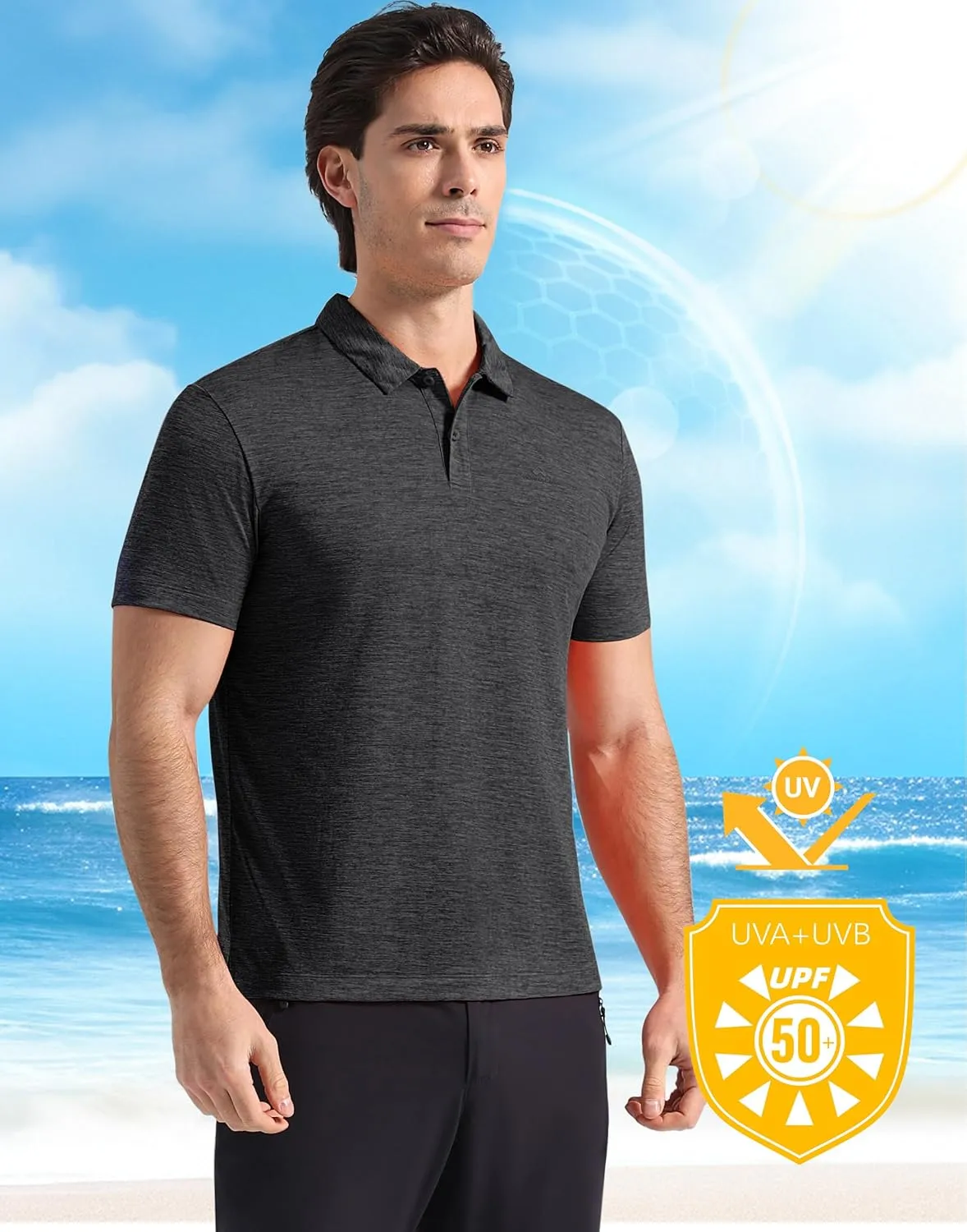 Pioneer Camp Men's Golf Shirt UPF 50  Quick Dry Polo Shirts Short Sleeve Moisture Wicking Performance Tees Collar Work Shirts