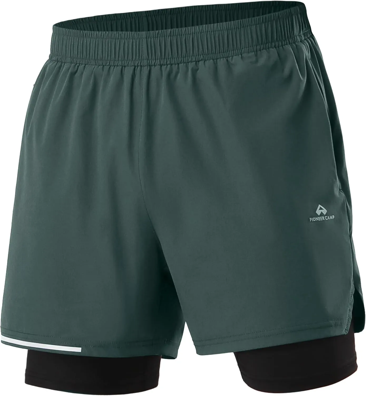 Pioneer Camp Men's Gym Running Shorts with Zipper Pockets 5 inch Inseam 2 in 1 Quick Dry Workout Athletic Shorts with Liner