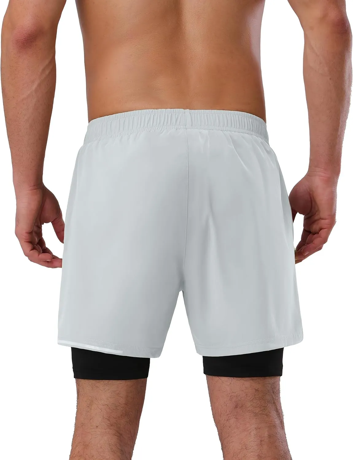 Pioneer Camp Men's Gym Running Shorts with Zipper Pockets 5 inch Inseam 2 in 1 Quick Dry Workout Athletic Shorts with Liner