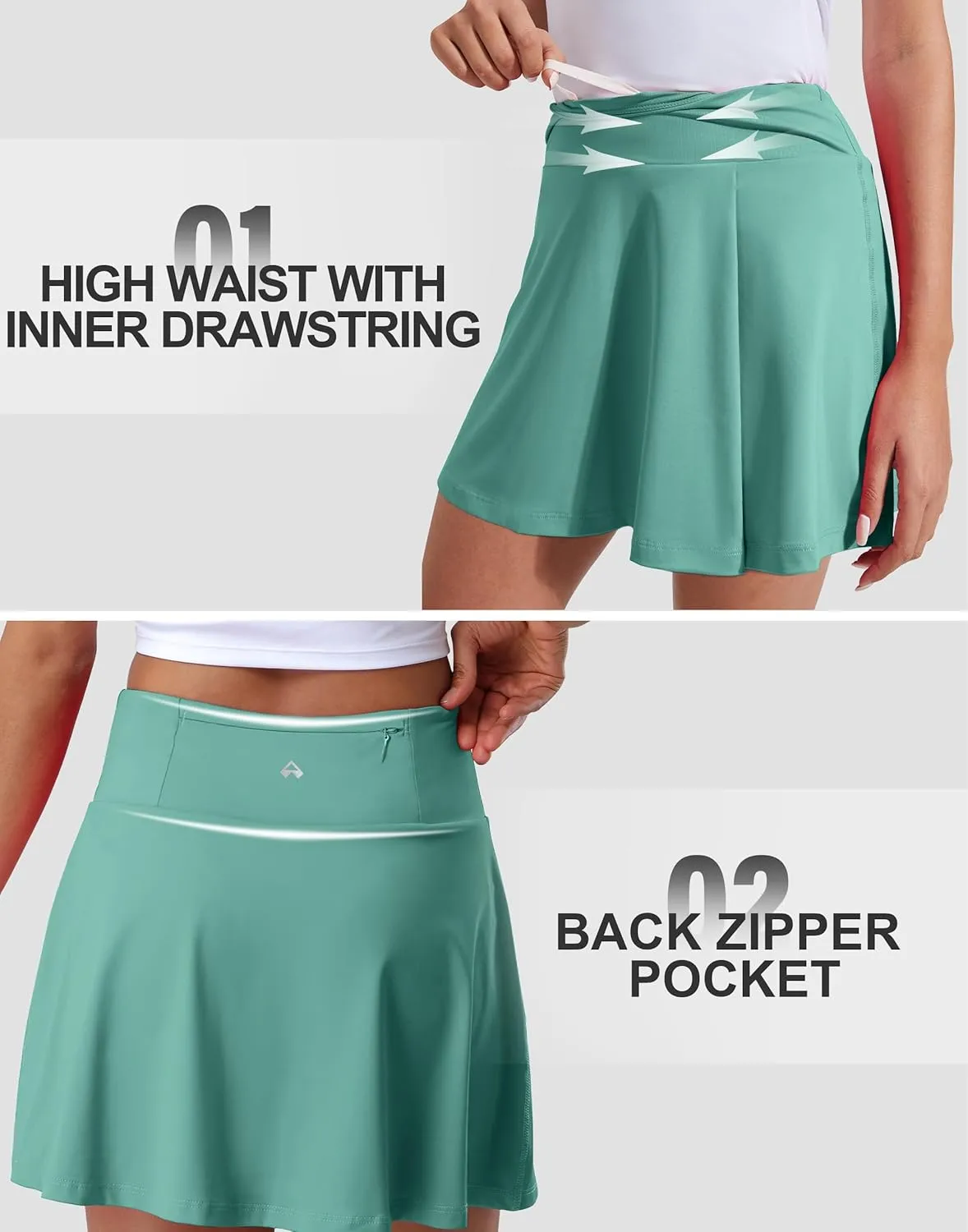 Pioneer Camp Women 18'' Tennis Skirts High Waisted Golf Skort with Shorts Pockets Athletic Long Skirts Workout Running