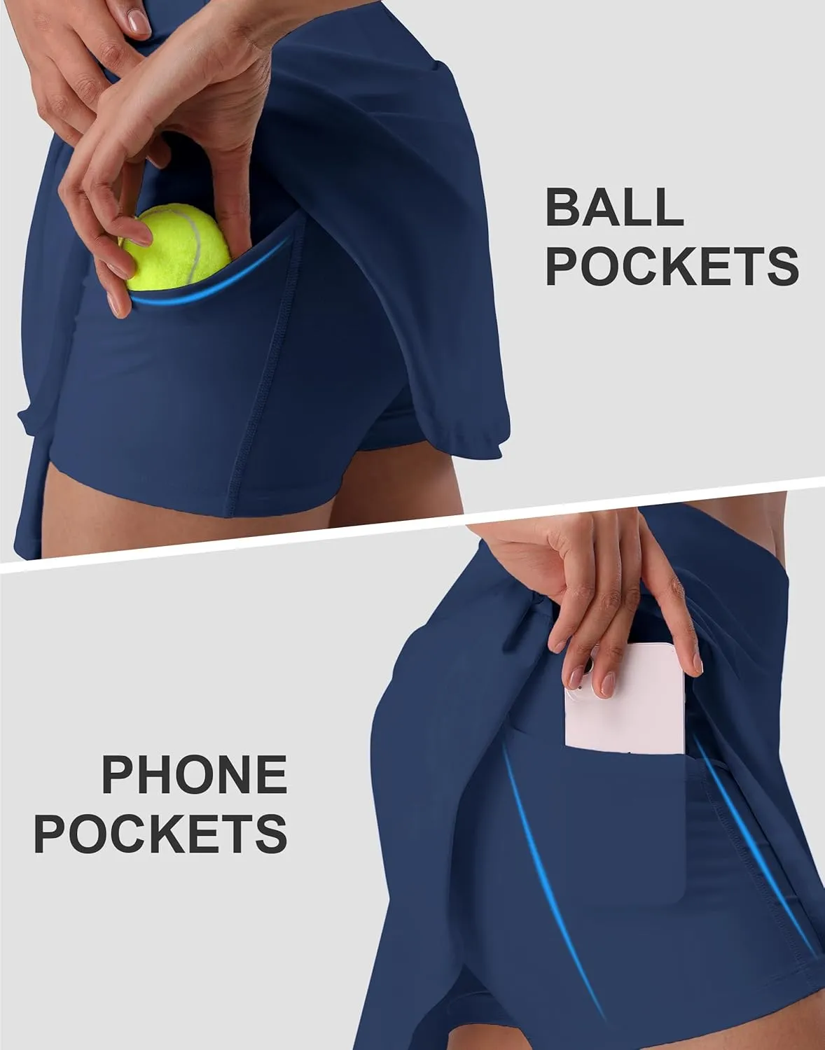 Pioneer Camp Women 18'' Tennis Skirts High Waisted Golf Skort with Shorts Pockets Athletic Long Skirts Workout Running