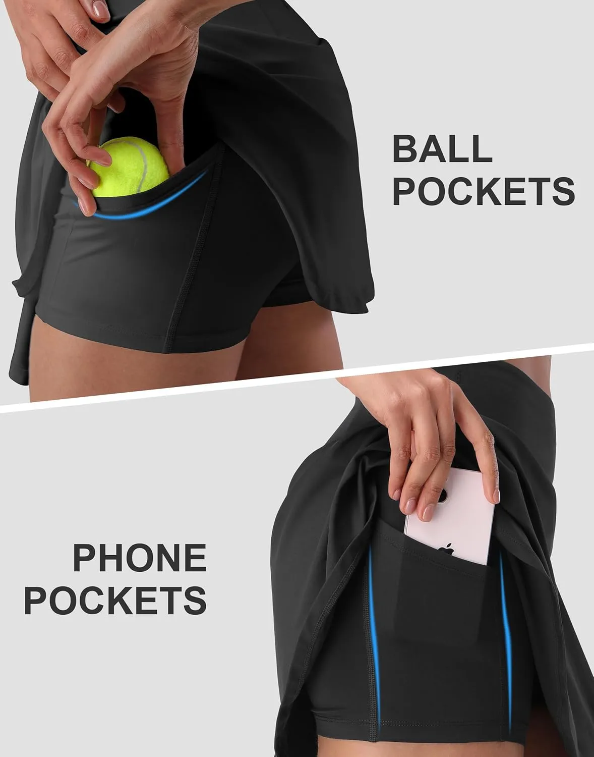 Pioneer Camp Women 18'' Tennis Skirts High Waisted Golf Skort with Shorts Pockets Athletic Long Skirts Workout Running