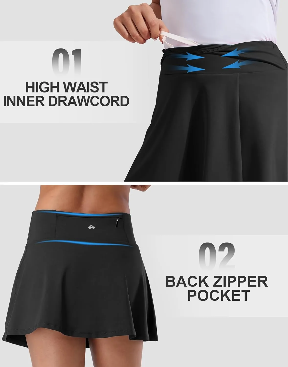 Pioneer Camp Women 18'' Tennis Skirts High Waisted Golf Skort with Shorts Pockets Athletic Long Skirts Workout Running