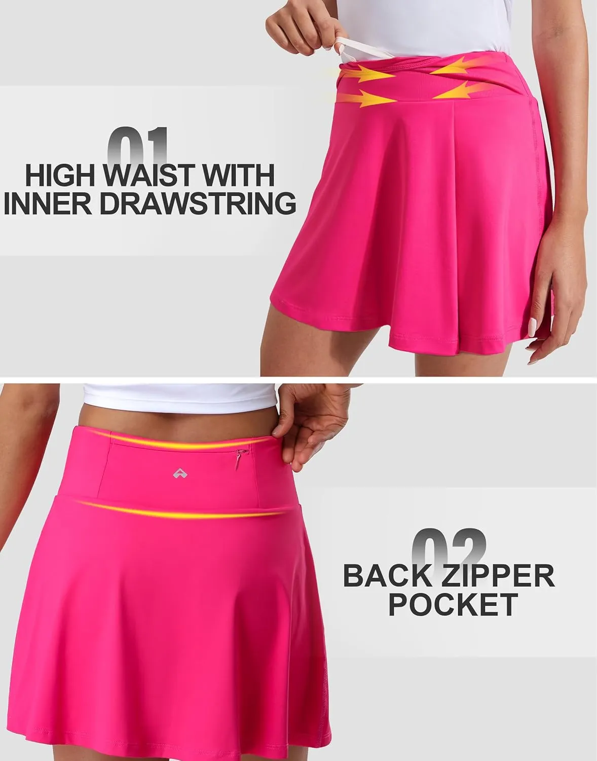 Pioneer Camp Women 18'' Tennis Skirts High Waisted Golf Skort with Shorts Pockets Athletic Long Skirts Workout Running