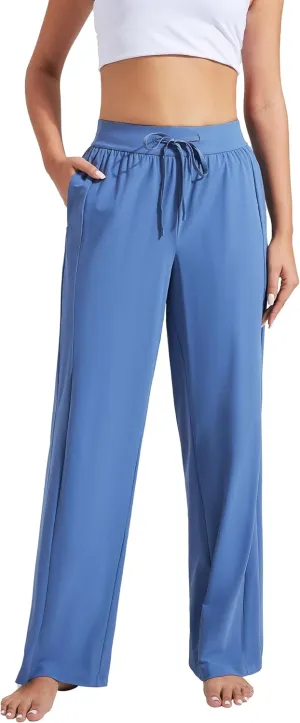 Pioneer Camp Women Cooling Wide Leg Pants Summer Casual Elastic Waisted Trousers Palazzo Beach Pants with Pockets