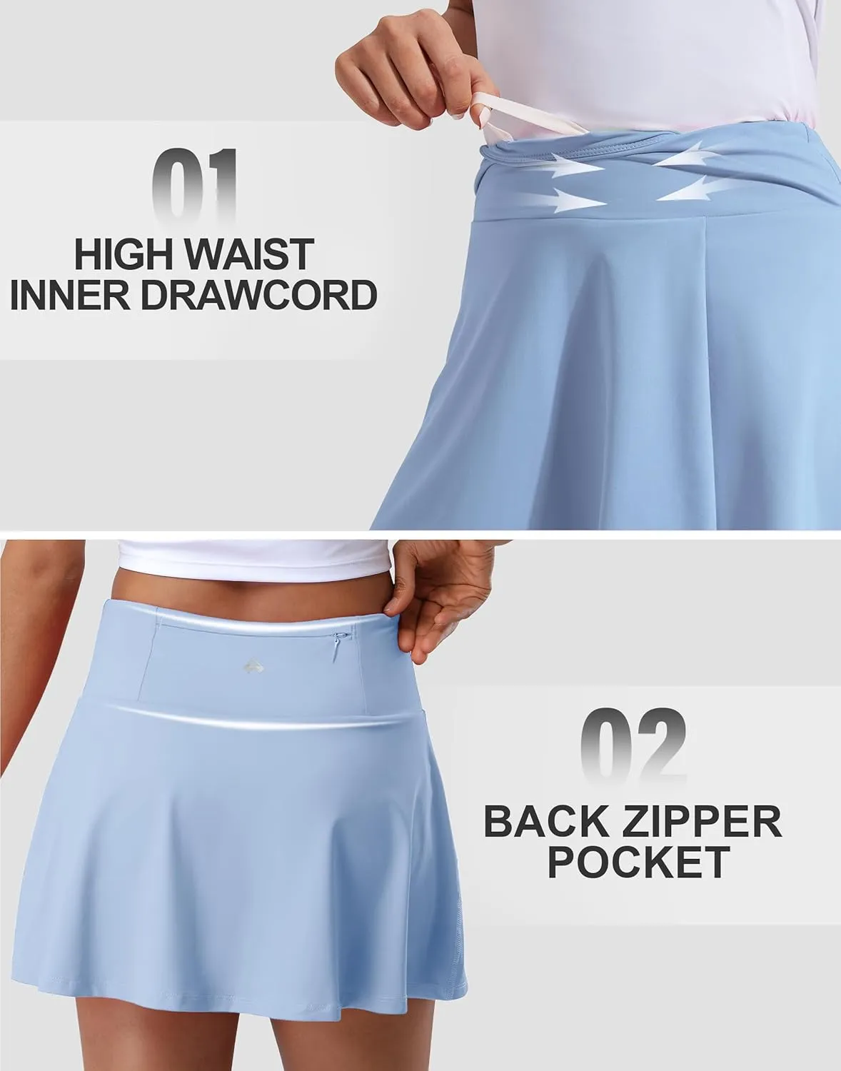 Pioneer Camp Women's 14" Tennis Skirts High Waisted Athletic Golf Skort with Shorts 3 Pockets for Pickleball Workout Running