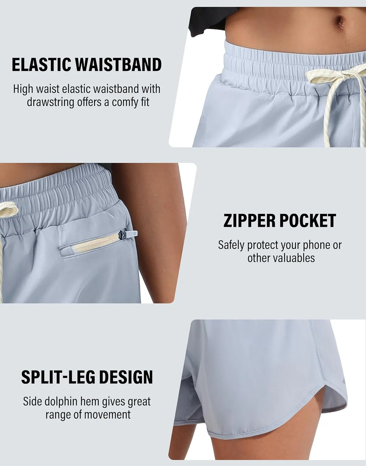 Pioneer Camp Womens Athletic Shorts with Liner 4" Quick Dry Running Gym Shorts Workout Stretchy Active Shorts with Zip Pocket