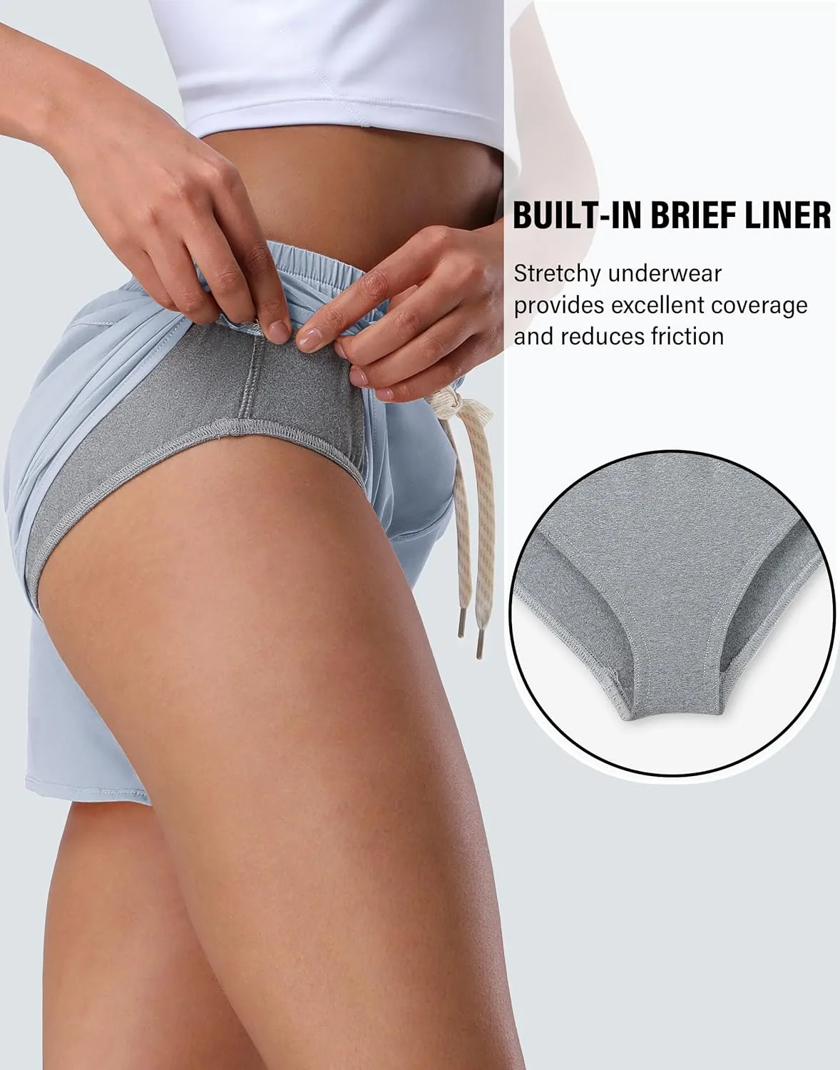 Pioneer Camp Womens Athletic Shorts with Liner 4" Quick Dry Running Gym Shorts Workout Stretchy Active Shorts with Zip Pocket