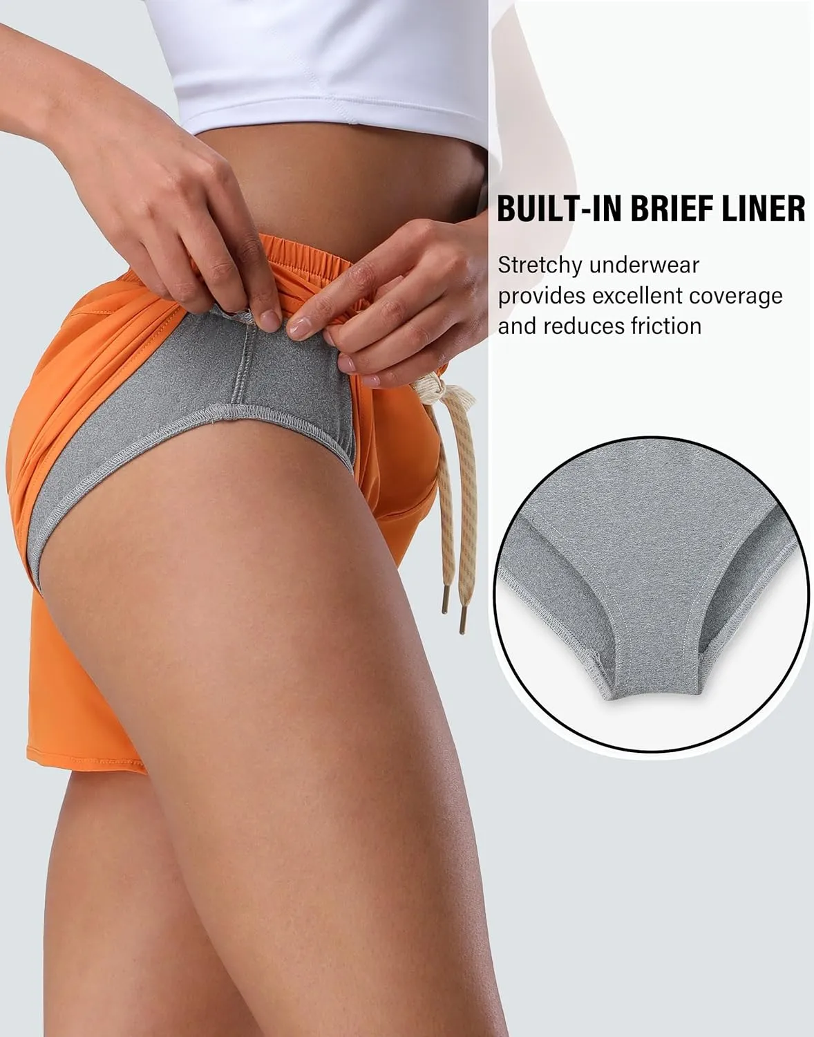 Pioneer Camp Womens Athletic Shorts with Liner 4" Quick Dry Running Gym Shorts Workout Stretchy Active Shorts with Zip Pocket