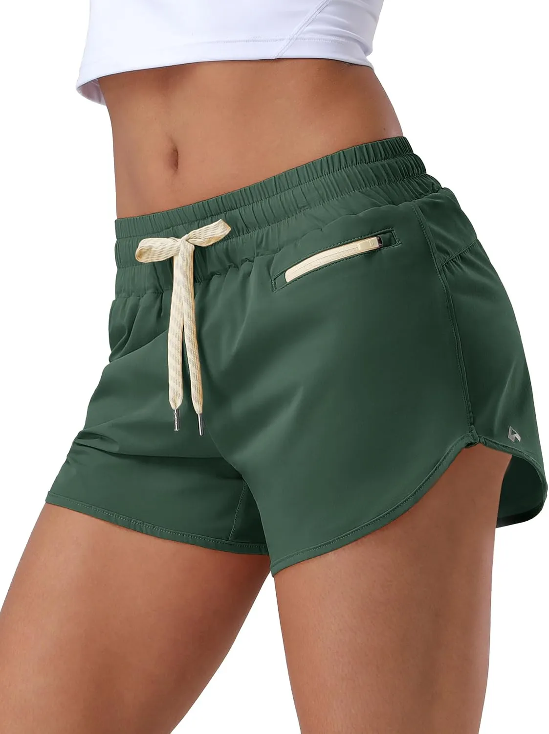 Pioneer Camp Womens Athletic Shorts with Liner 4" Quick Dry Running Gym Shorts Workout Stretchy Active Shorts with Zip Pocket