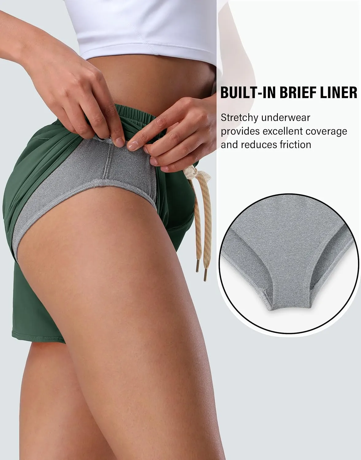 Pioneer Camp Womens Athletic Shorts with Liner 4" Quick Dry Running Gym Shorts Workout Stretchy Active Shorts with Zip Pocket
