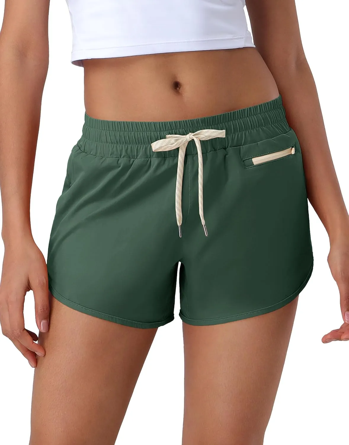 Pioneer Camp Womens Athletic Shorts with Liner 4" Quick Dry Running Gym Shorts Workout Stretchy Active Shorts with Zip Pocket