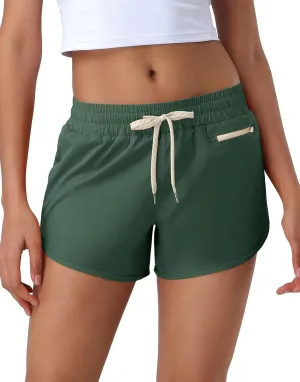 Pioneer Camp Womens Athletic Shorts with Liner 4" Quick Dry Running Gym Shorts Workout Stretchy Active Shorts with Zip Pocket
