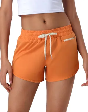 Pioneer Camp Womens Athletic Shorts with Liner 4" Quick Dry Running Gym Shorts Workout Stretchy Active Shorts with Zip Pocket