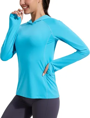 Pioneer Camp Womens UPF 50  Sun Protection Hoodie Shirt with Pockets Long Sleeve Fishing Hiking Outdoor UV Shirts Lightweight