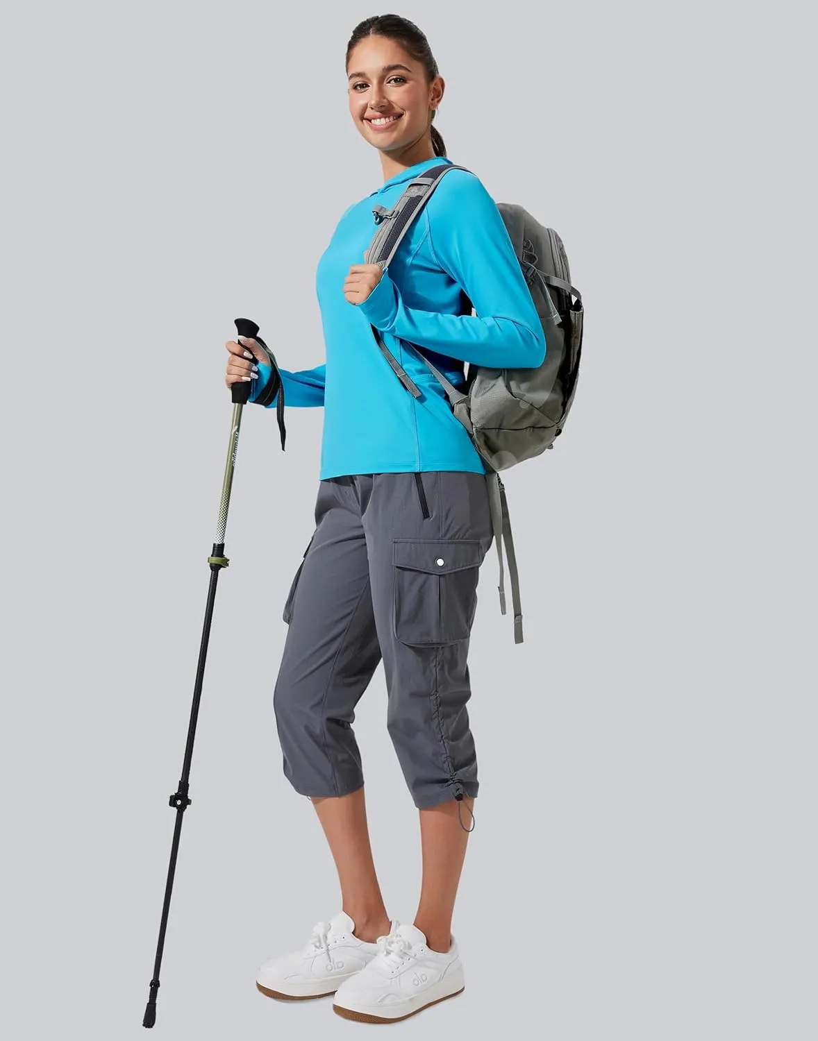Pioneer Camp Womens UPF 50  Sun Protection Hoodie Shirt with Pockets Long Sleeve Fishing Hiking Outdoor UV Shirts Lightweight