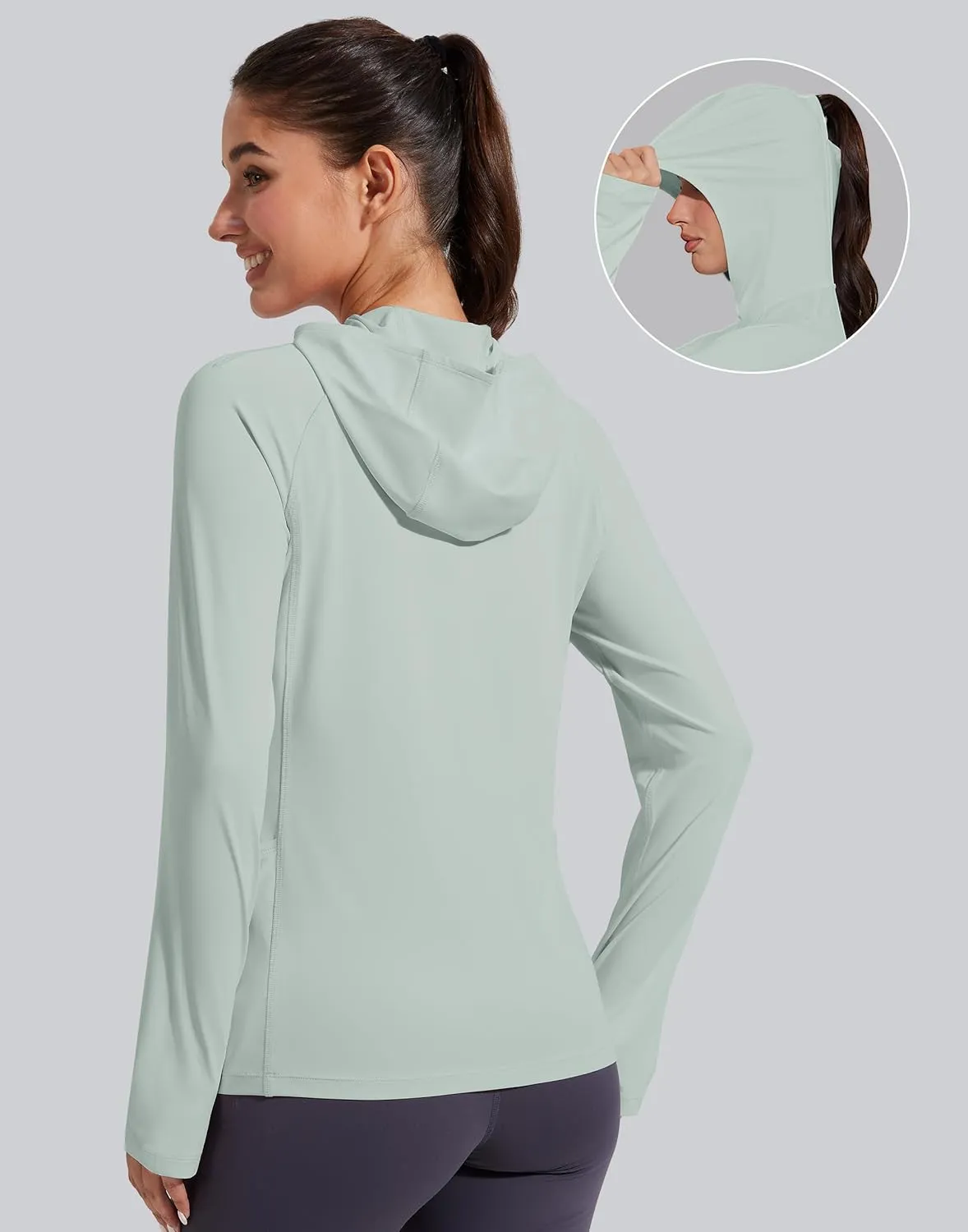Pioneer Camp Womens UPF 50  Sun Protection Hoodie Shirt with Pockets Long Sleeve Fishing Hiking Outdoor UV Shirts Lightweight