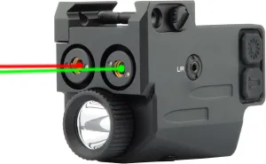 Pistol Light, Green/Red Laser Light Combo for 20mm Picatinny Rail Weapon Light Tactical Laser Flashlight USB Rechargeable