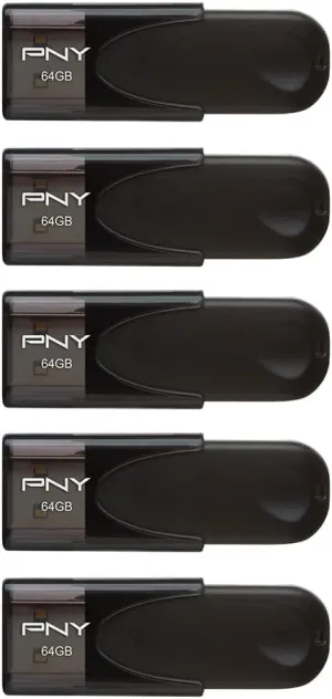 PNY 64GB Attaché 4 USB 2.0 Flash Drive 5-Pack