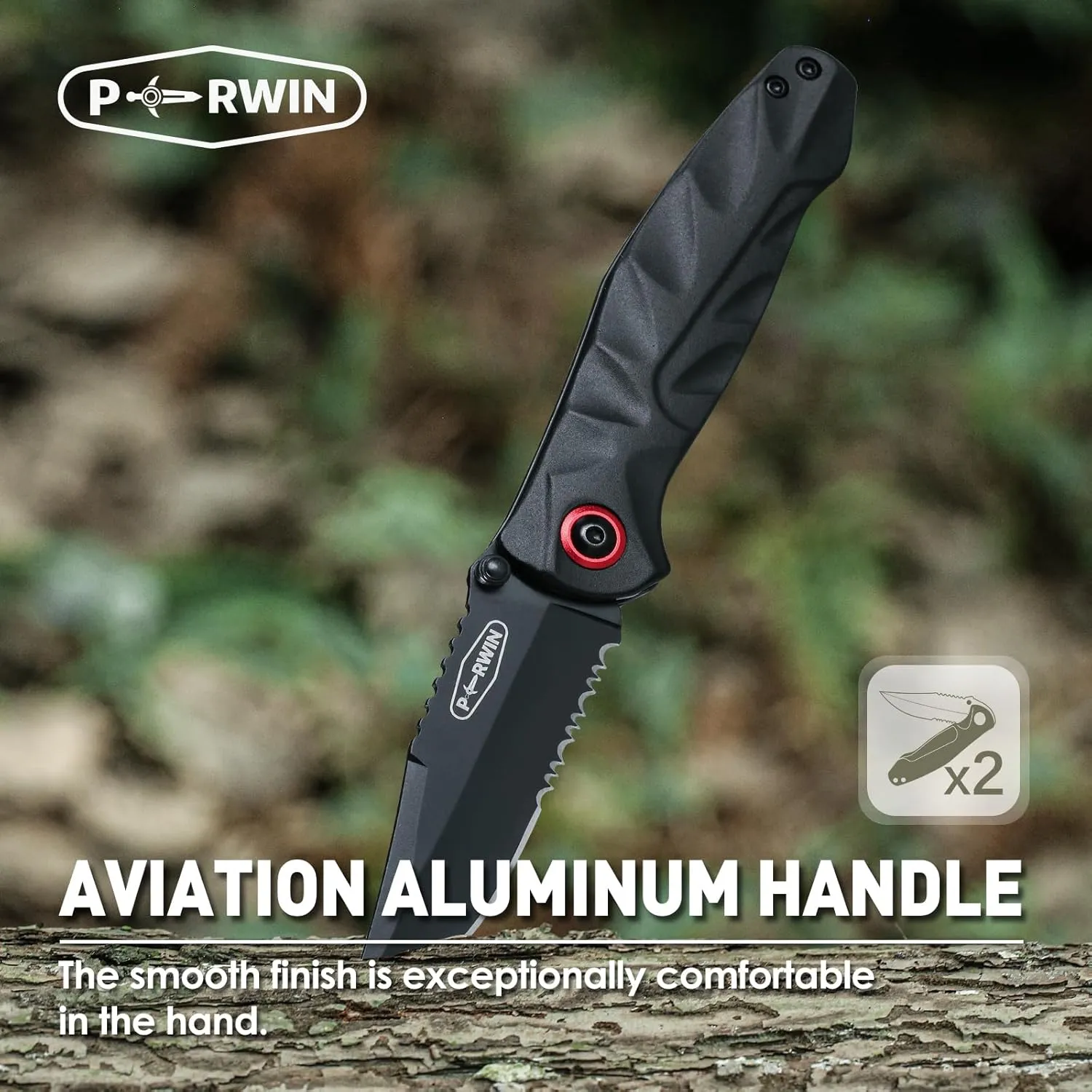 Pocket Knife 2 Packs, EDC Knife with 3.1" 8Cr17MoV Blade and Aluminum Handle Small Pocket Knives for Camping Fishing Hiking