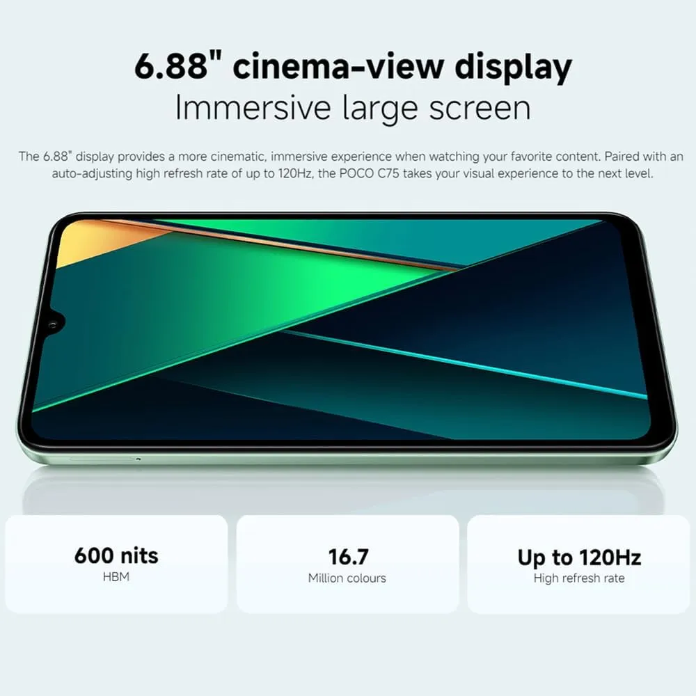 Poco C75 4G Lte Gsm (for Tmobile Mint Tello & Global) (256Gb   8Gb ) 50Mp Triple Camera 6.88 Octa Core Unlocked (Gold)