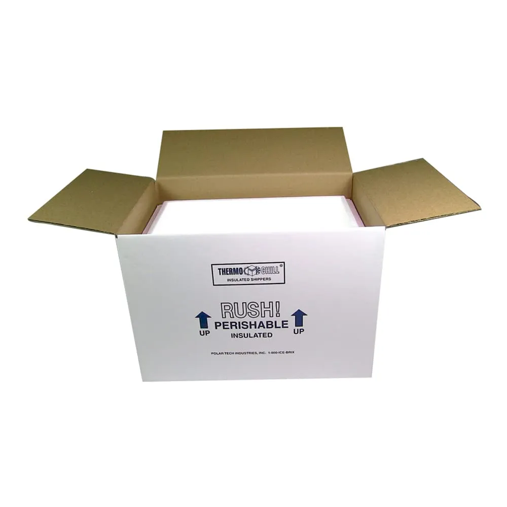 Polar Tech Thermo Chill 261/J50C Large Insulated Foam Container with Carton, Interior Dimensions 19 x 12 x 12.5 inches (L x W x D)