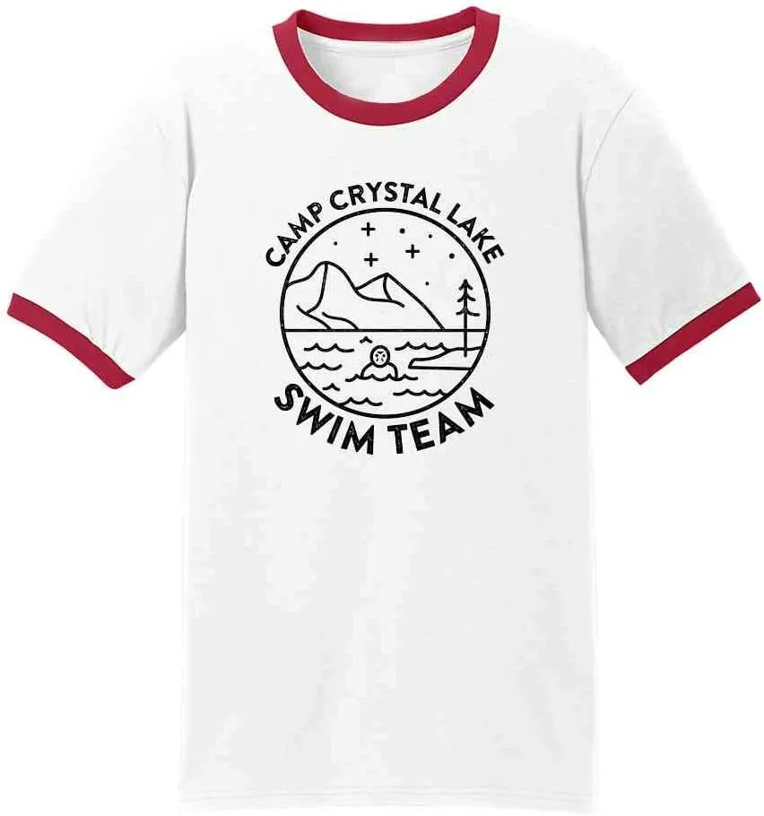Pop Threads Camp Crystal Lake Swim Team Halloween Horror Graphic Tee T-Shirt for Men