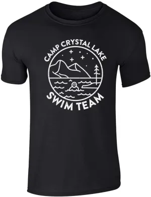 Pop Threads Camp Crystal Lake Swim Team Halloween Horror Graphic Tee T-Shirt for Men
