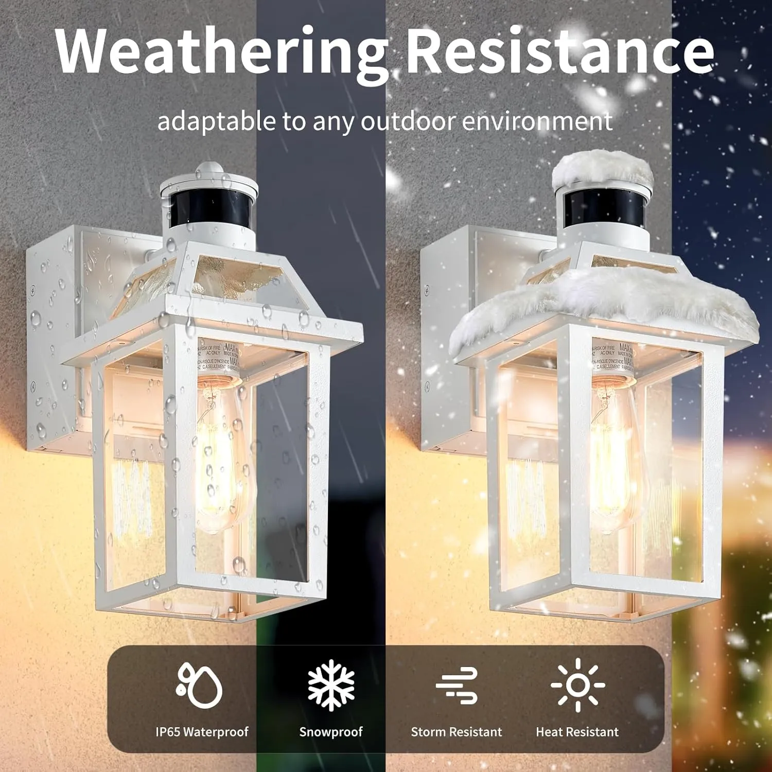 Porch Lights with GFCI Outlet, Dusk to Dawn Motion Sensor Outdoor, 3 Lighting Modes Exterior Light Fixture, Outside for House Front Door Patio Garage(White)