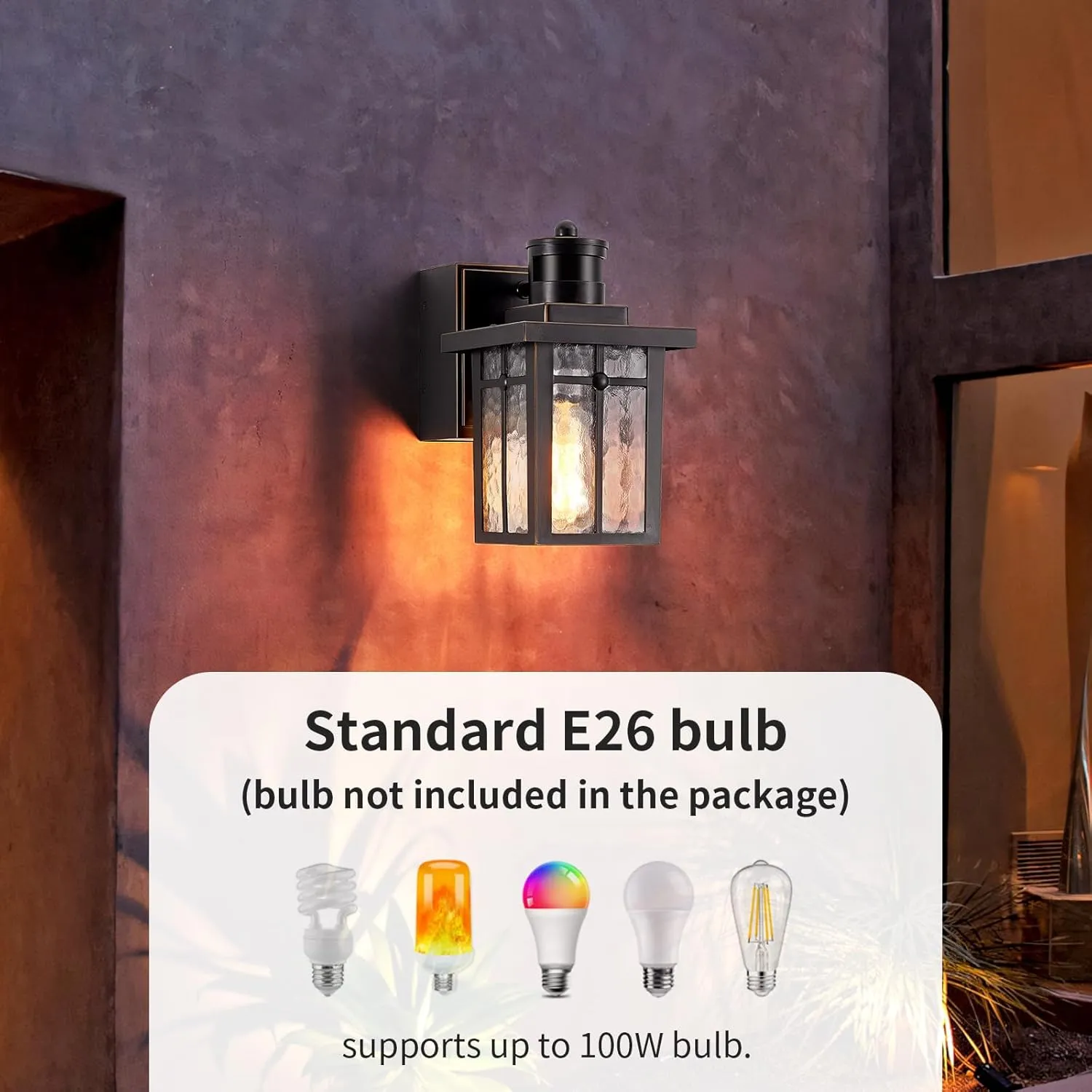 Porch Lights with GFCI Outlet,Dusk to Dawn Motion Sensor Outdoor Lights,3 Lighting Modes Black Front Door Light,Waterproof Exterior Light Fixture,Outside Wall Lamp for House Patio Garage