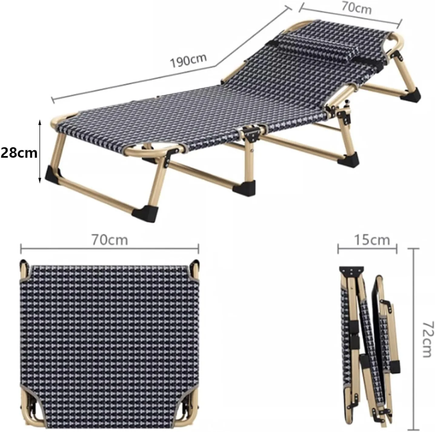 Portable Camping Bed Adjustable 4 Positions Camping Cot Single Foldable Sleeping Cot Bed Extra Wide Camping Bed with Pillow