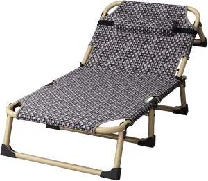 Portable Camping Bed Adjustable 4 Positions Camping Cot Single Foldable Sleeping Cot Bed Extra Wide Camping Bed with Pillow