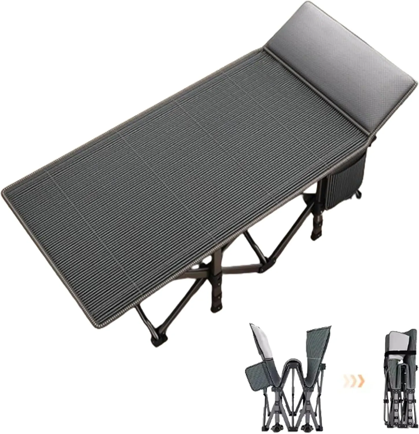Portable Foldable Adult Bed for Guest, Comfortable Camping Cot with 4D Memory Pillow Heavy Duty Folding Cots with Side Storage PocketGuest Beds for Bedroom Office Camp(178 * 67 * 35cm)