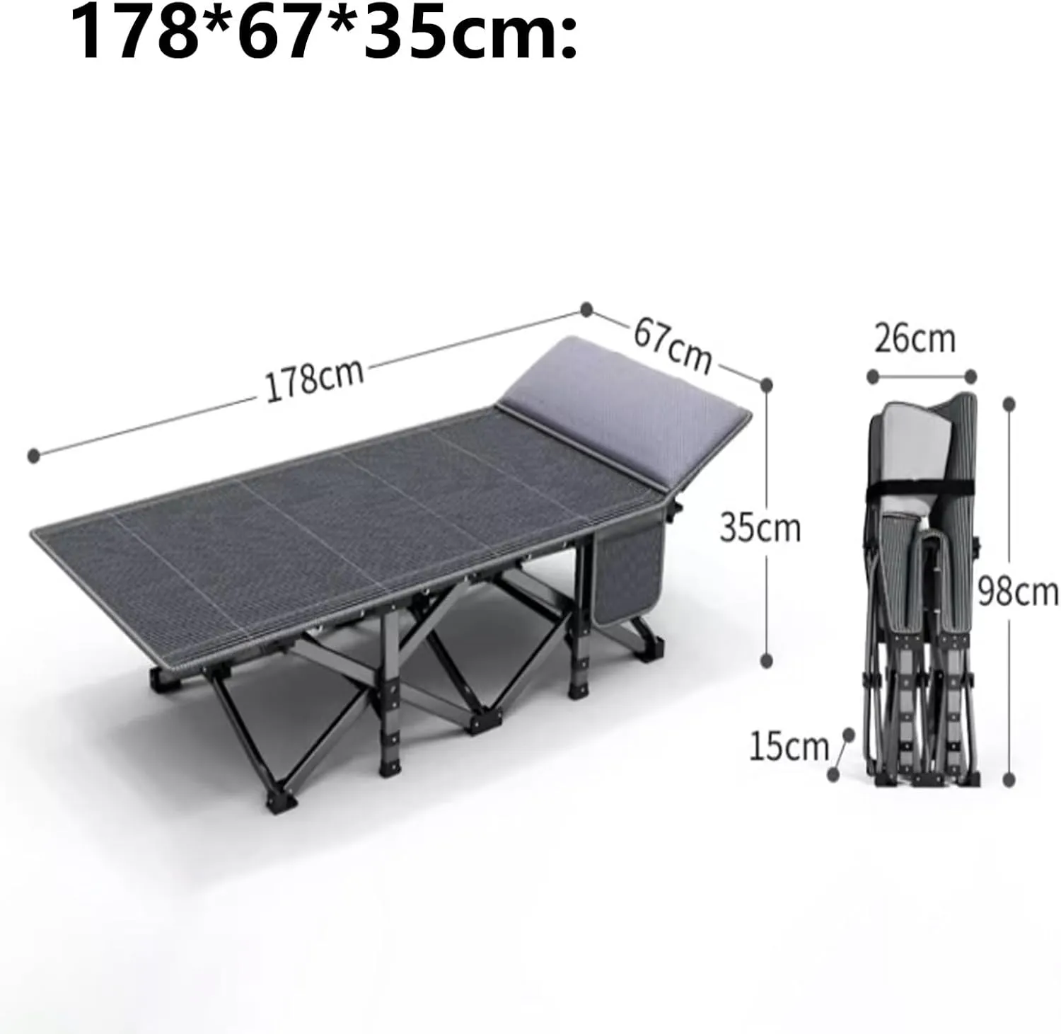 Portable Foldable Adult Bed for Guest, Comfortable Camping Cot with 4D Memory Pillow Heavy Duty Folding Cots with Side Storage PocketGuest Beds for Bedroom Office Camp(178 * 67 * 35cm)