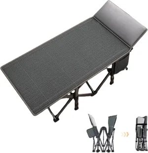 Portable Foldable Adult Bed for Guest, Comfortable Camping Cot with 4D Memory Pillow Heavy Duty Folding Cots with Side Storage PocketGuest Beds for Bedroom Office Camp(178 * 67 * 35cm)