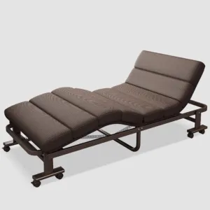 Portable Folding Adult Bed,Adult Folding Bed, L, Folding Camping Cot for Adults, 4-Speed Adjustable Back, Heavy Duty Guest Bed with Wheels, Leg and Back Linkage Adjustment, Sleeping Cots f